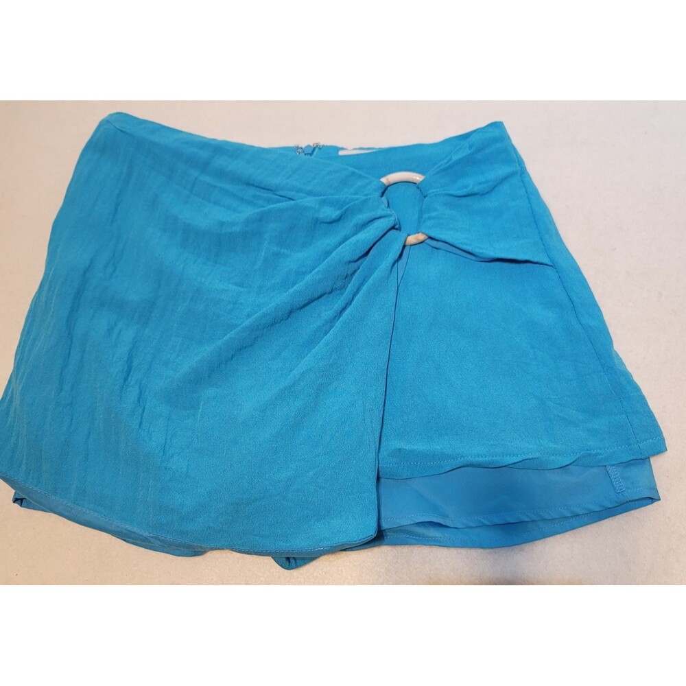DO+BE Turquoise Blue Wrap Skort with‎ O-Ring Detail Size Medium Casual Chic
